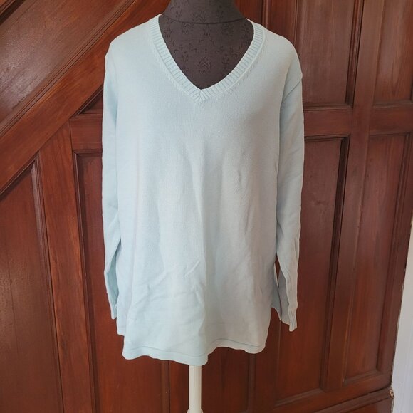 Eddie Bauer Light Blue V-Neck Sweater XL - Picture 1 of 4